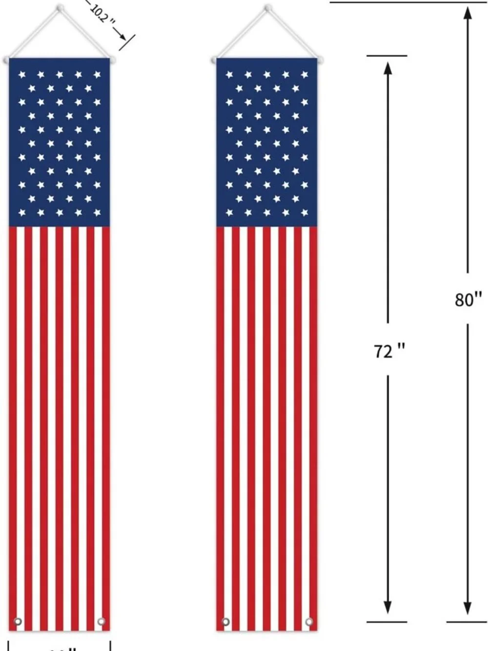 Patriotic 4th of July Outdoor Decorations - American Flag Banners & Porch Sign